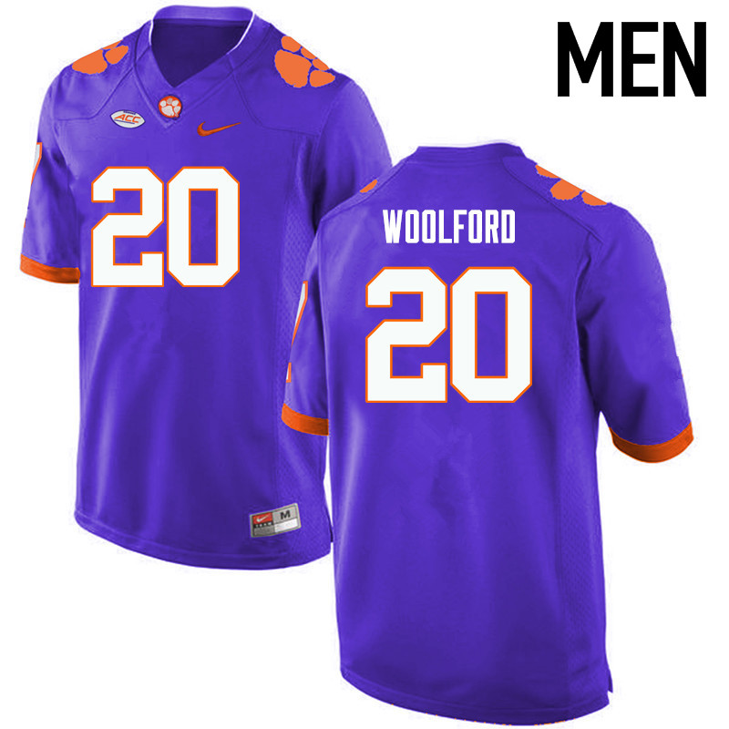 Men Clemson Tigers #20 Donnell Woolford College Football Jerseys-Purple - Click Image to Close